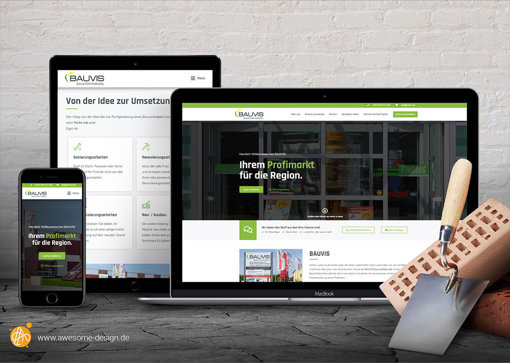 Webdesign - BAUVIS Baustoffhandel | Webseite für Baustoffhandel | Awesome Design