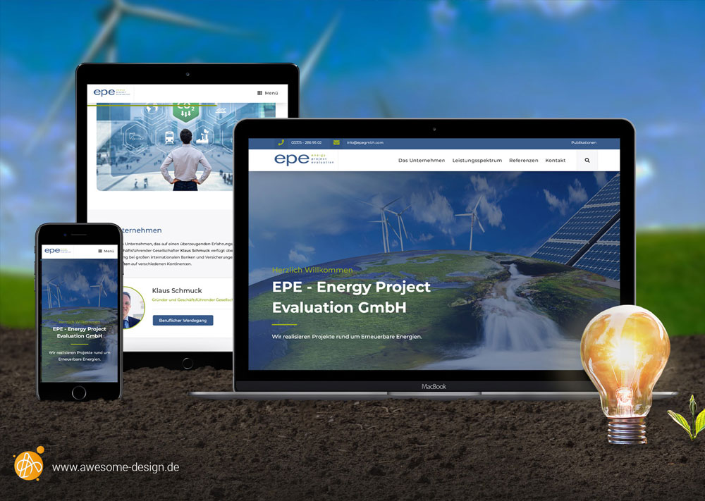 Webdesign - EPE | Webseite rund um Erneuerbare Energien | Awesome Design