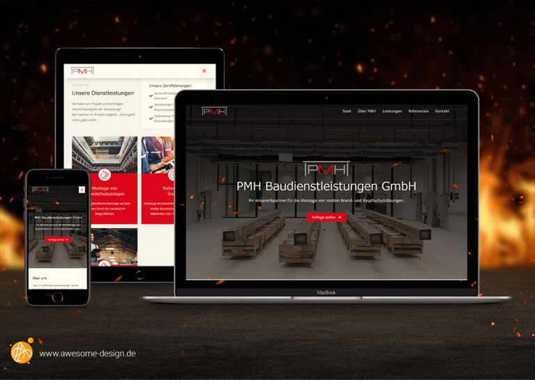 Webdesign - PMH Baudienstleistungen | Webseite für Brandschutzunternehmen | Awesome Design