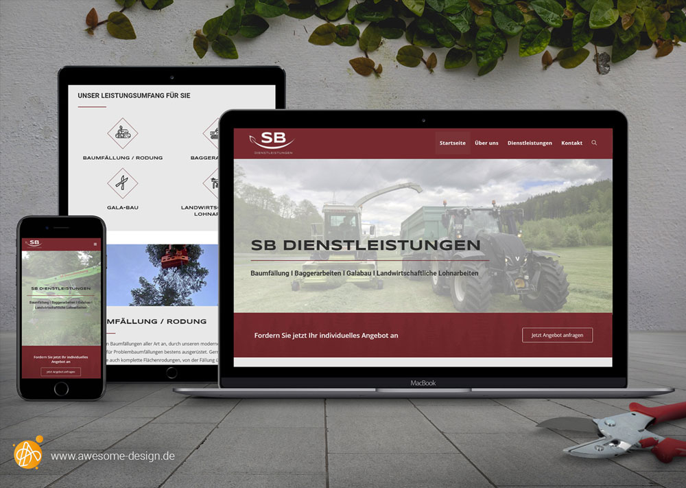 Webdesign - SB Dienstleistungen | Webseite für Dienstleistungsunternehmen | Awesome Design