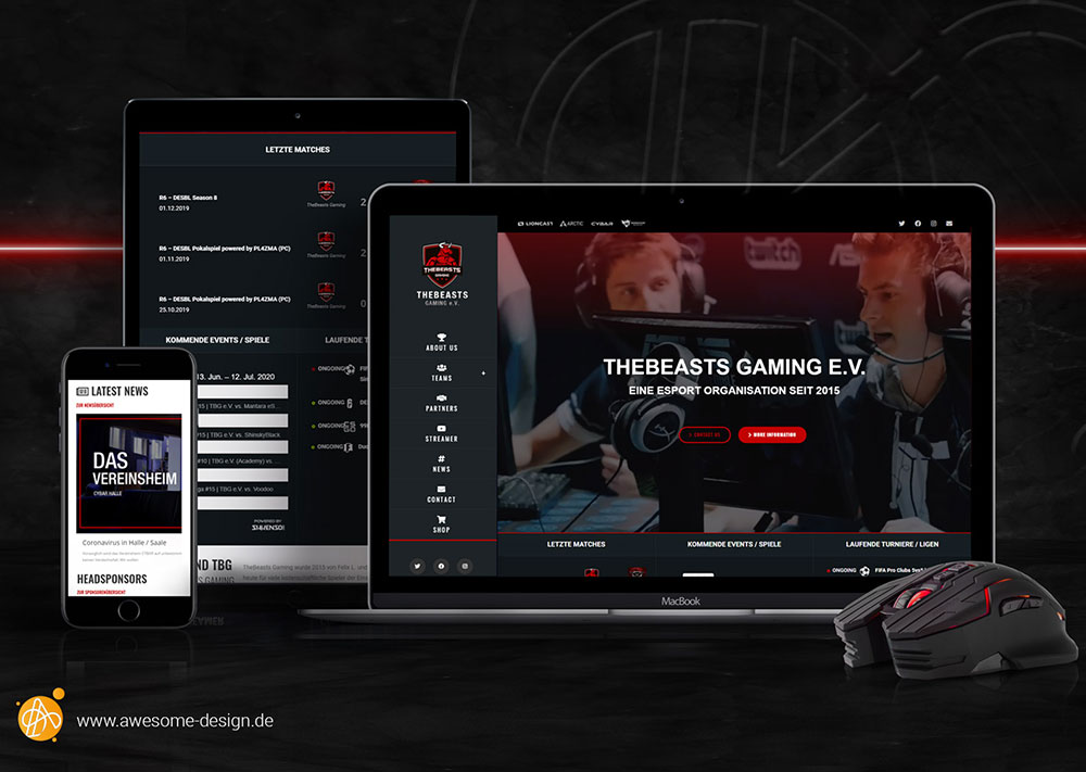 Webdesign - TheBeasts Gaming e.V. | Webseite für eSprots Team | Awesome Design